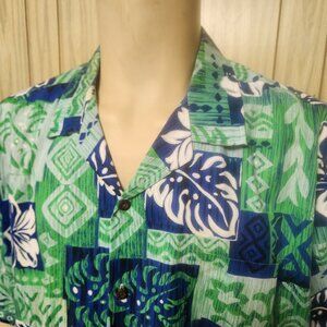 blue green Hawaiian shirt 3XL men's tropical